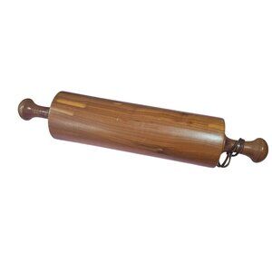 Vintage Wooden Rolling Pin With Handles Rustic Danish Kitchen Tool Farmhouse